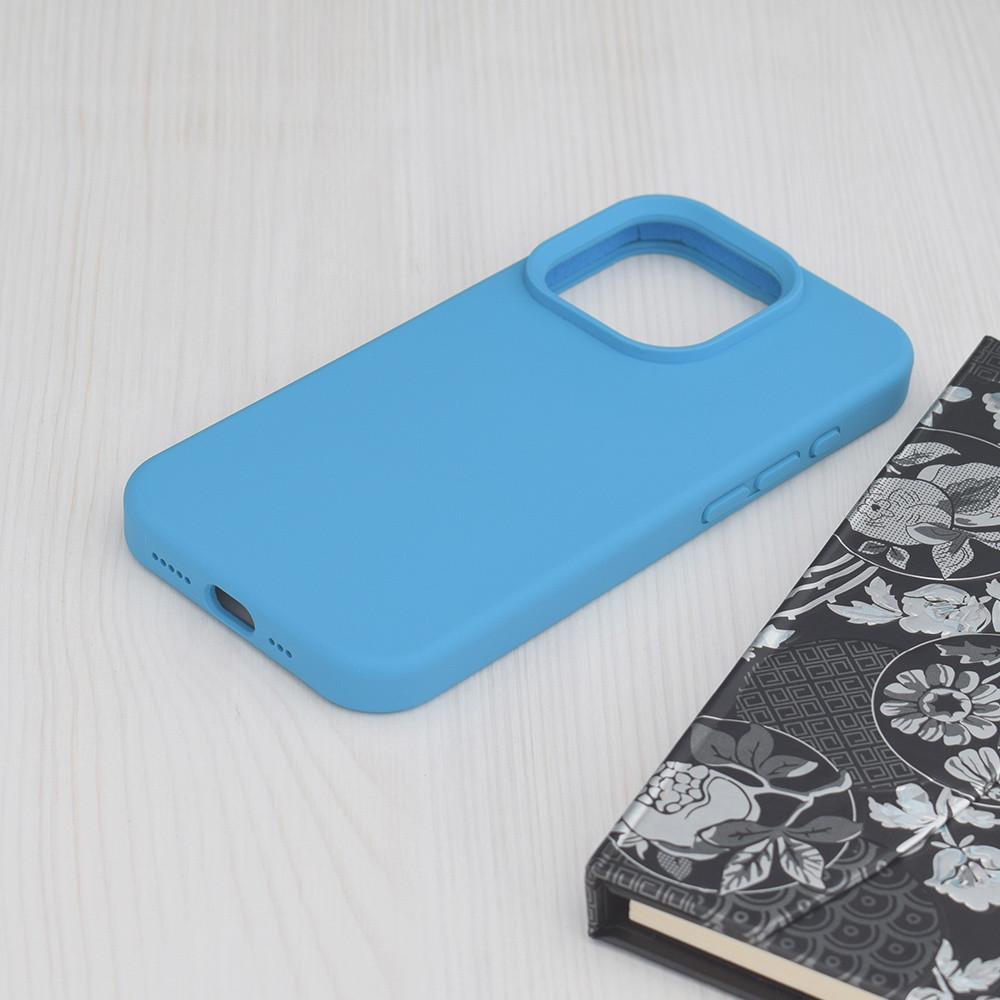 Husa Apple iPhone 15 Pro, Luxury Silicone, catifea in interior, albastra 2