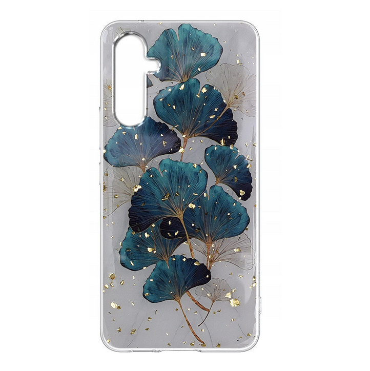 Husa protectie Samsung Galaxy A25, Gold Glam Leaves 2