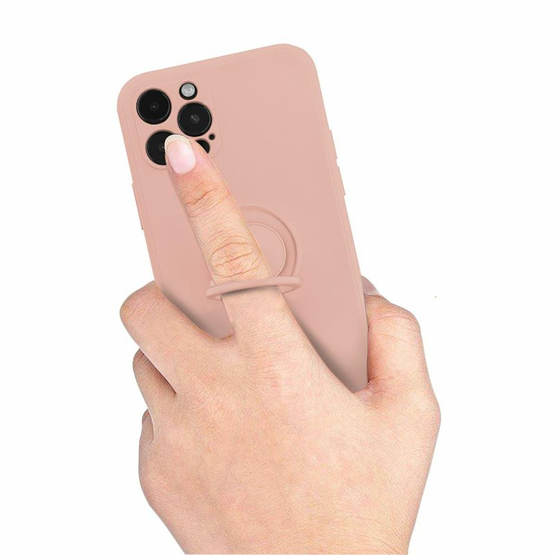 Husa Samsung Galaxy A15, Ring Silicone, inel rotativ, catifea in interior, roz pal 4