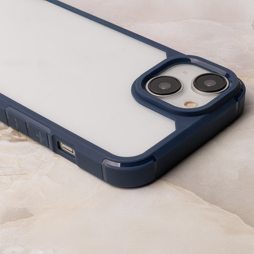 Husa protectie Apple iPhone 14 Pro Max, Color Shock TPU, margini antisoc, spate transparent, albastru 2
