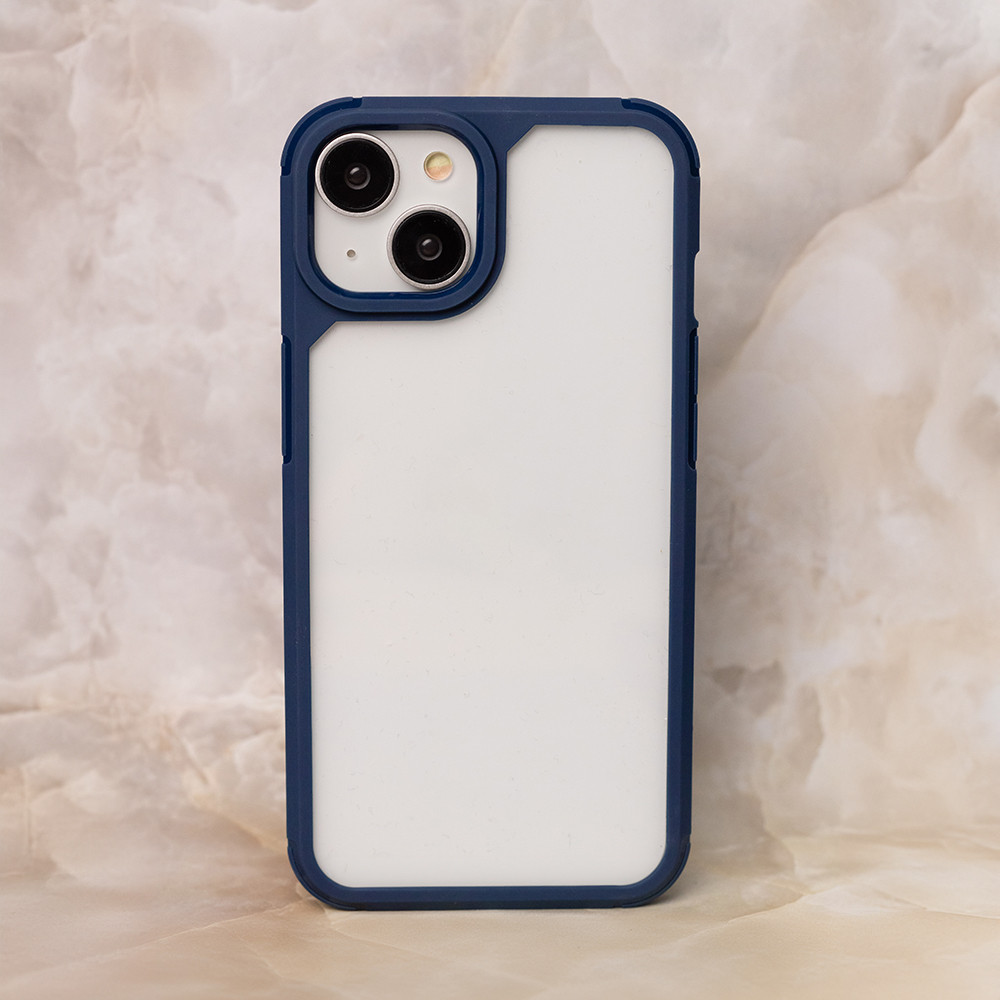 Husa protectie Apple iPhone 14 Pro Max, Color Shock TPU, margini antisoc, spate transparent, albastru 3
