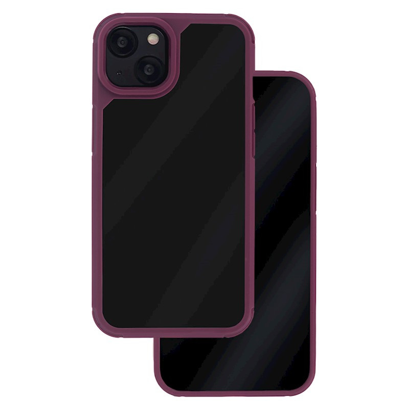 Husa protectie Apple iPhone 14 Pro, Color Shock TPU, margini antisoc, spate transparent, burgundy 3