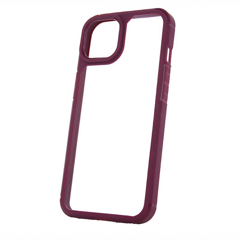 Husa protectie Apple iPhone 14 Pro, Color Shock TPU, margini antisoc, spate transparent, burgundy 4