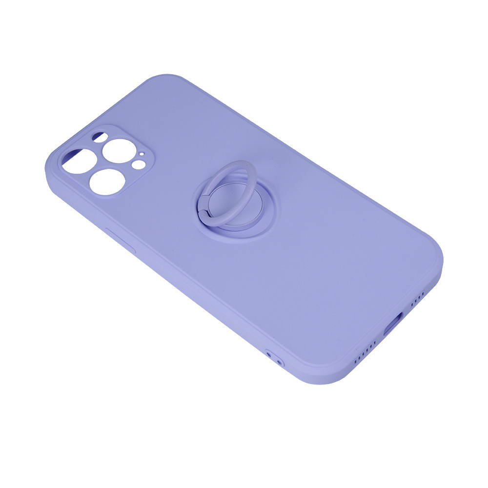 Husa Apple iPhone 16, Ring Silicone, suport sustinere rotativ, catifea in interior, mov 2