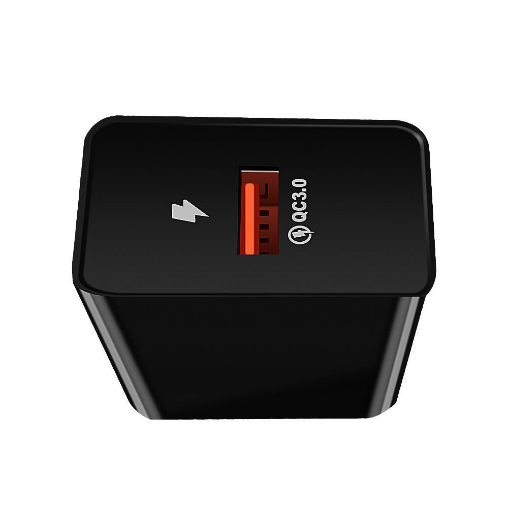 Incarcator casa Well,  1 x USB-A QC3.0, 18W/3A, bulk, negru 2