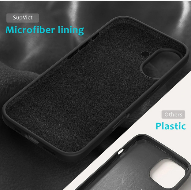 Husa Apple iPhone 16, Luxury Silicone, catifea in interior, neagra 4