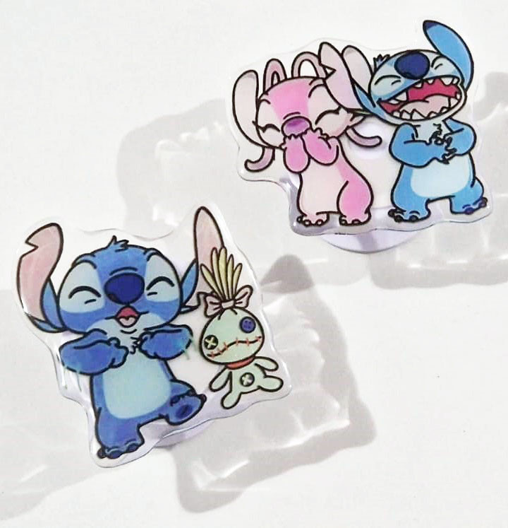 Suport telefon mobil tip popsocket, model Stitch citind 3