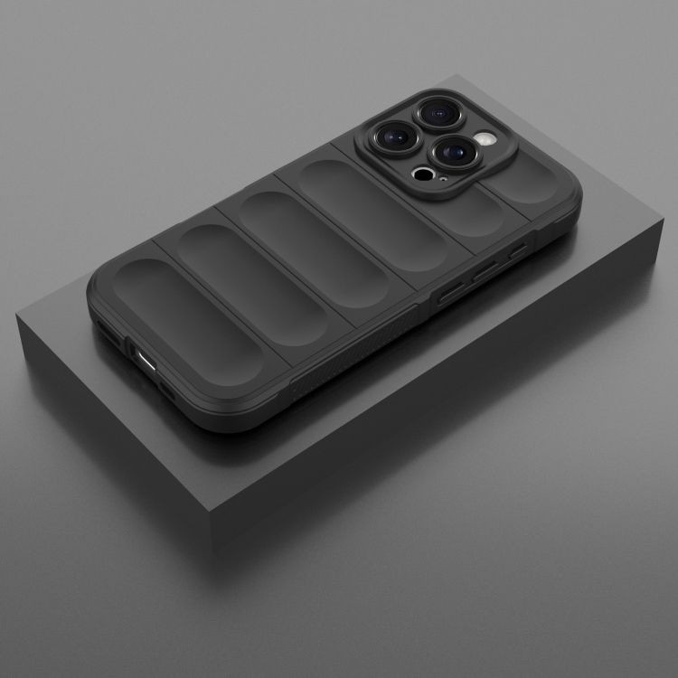 Husa Apple iPhone 16 Pro, Wave Silicone, protectie camera, catifea in interior, night black 2
