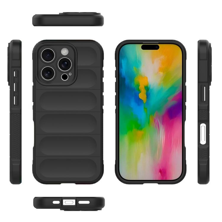 Husa Apple iPhone 16 Pro, Wave Silicone, protectie camera, catifea in interior, night black 3