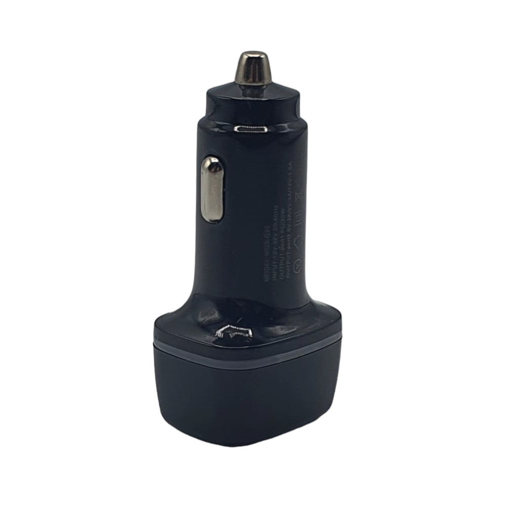 Incarcator auto cu 1 port PD/Type C si 1 port USB, maxim 3A, lumina LED albastra, negru 3