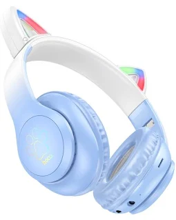 Casti Wireless Hoco W42, Over Ear, BT 5.3, 180h StandBy, 400 mAh, Kids, Crystal Blue