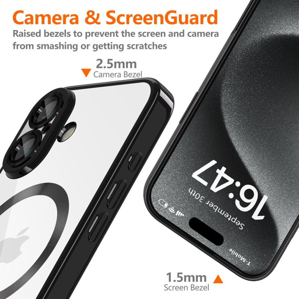 Husa Apple iPhone 17 Pro, Magsafe Electroplating TPU, protectie camera, margini negre 5