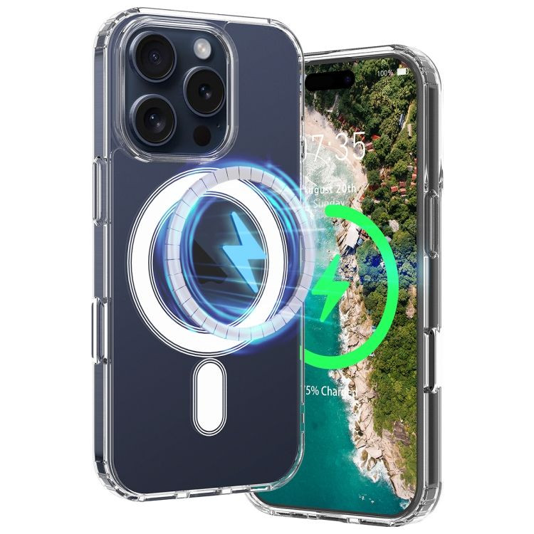 Husa protectie Apple iPhone 16 Pro Max, Magsafe, SnapOn, AntiDrop, Acryl+TPU, transparenta 3