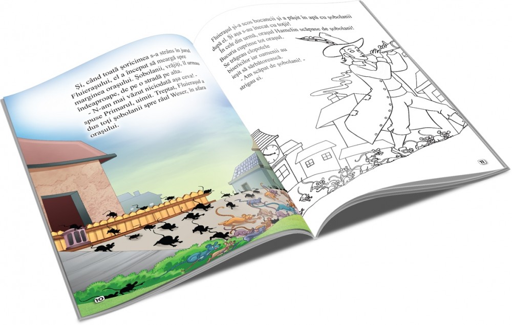 Carte de citit si colorat, editura Unicart, Fluierasul din Hamelin 2