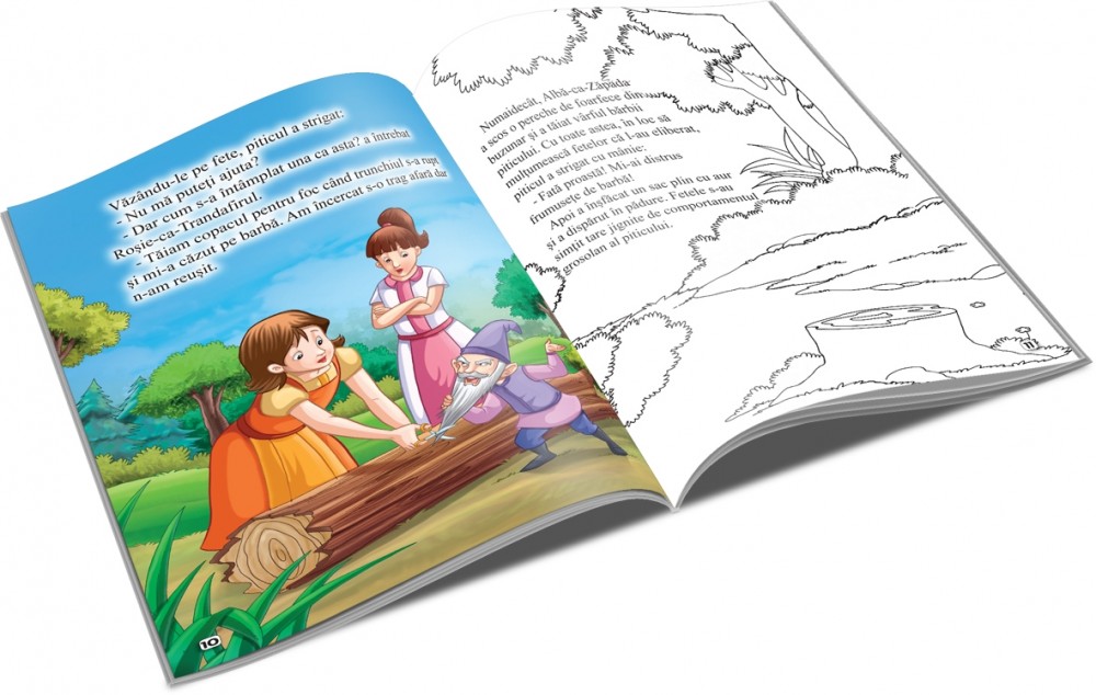 Carte de citit si colorat, editura Unicart, Alba ca Zapada si Rosie ca Trandafirul 2