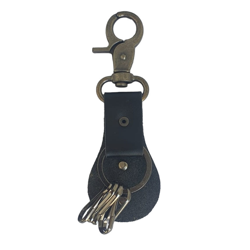 Breloc chei din metal si piele, logo USD, negru 2