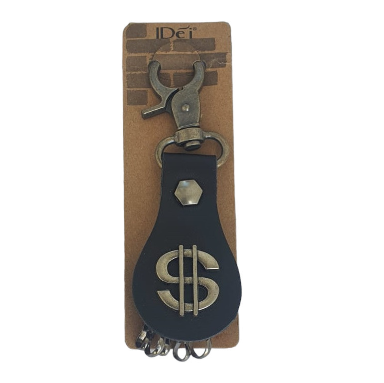 Breloc chei din metal si piele, logo USD, negru 3