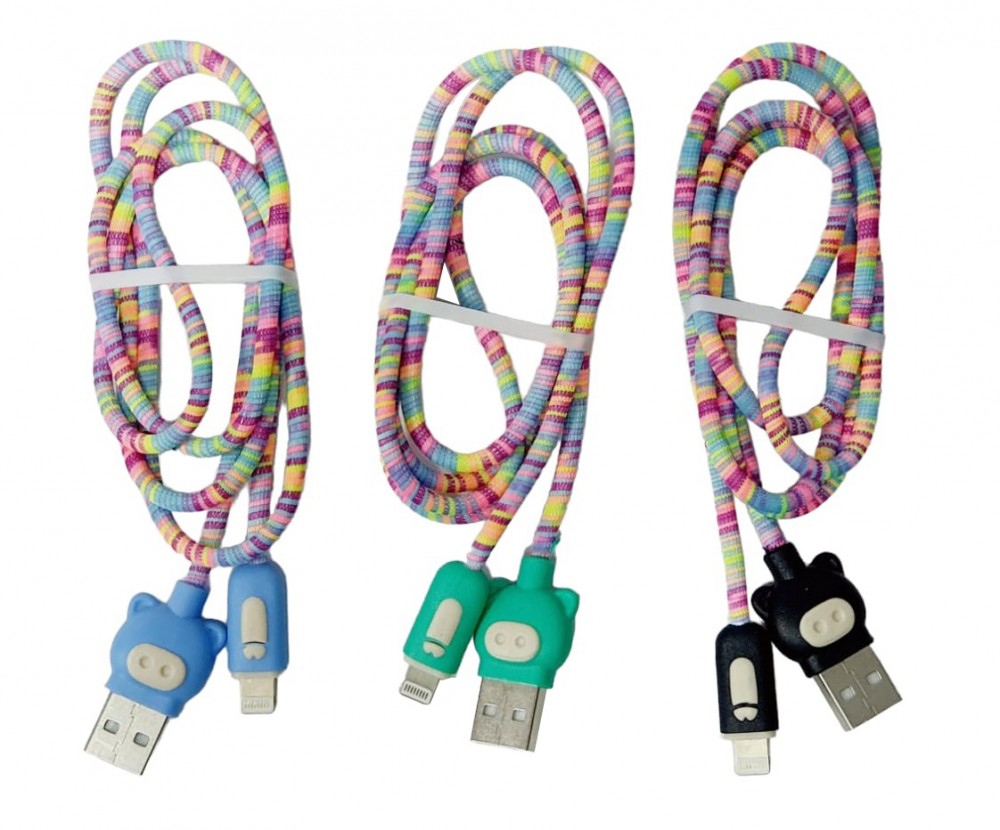 Cablu date si incarcare Lightning (iPhone), 1 metru, 3A, multicolor, capete albastre 2