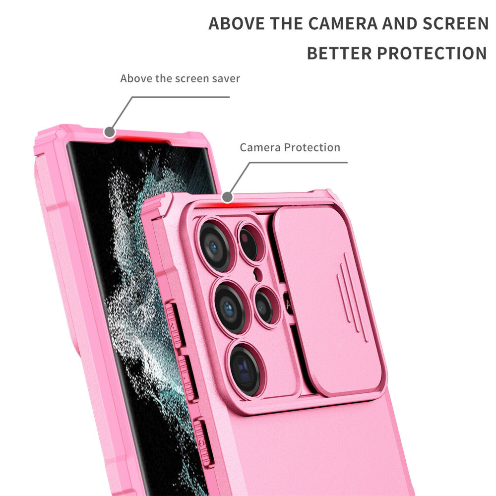 Husa Samsung Galaxy A53 5G, Defender Camshield, stand expunere, protectie camera, roz 2