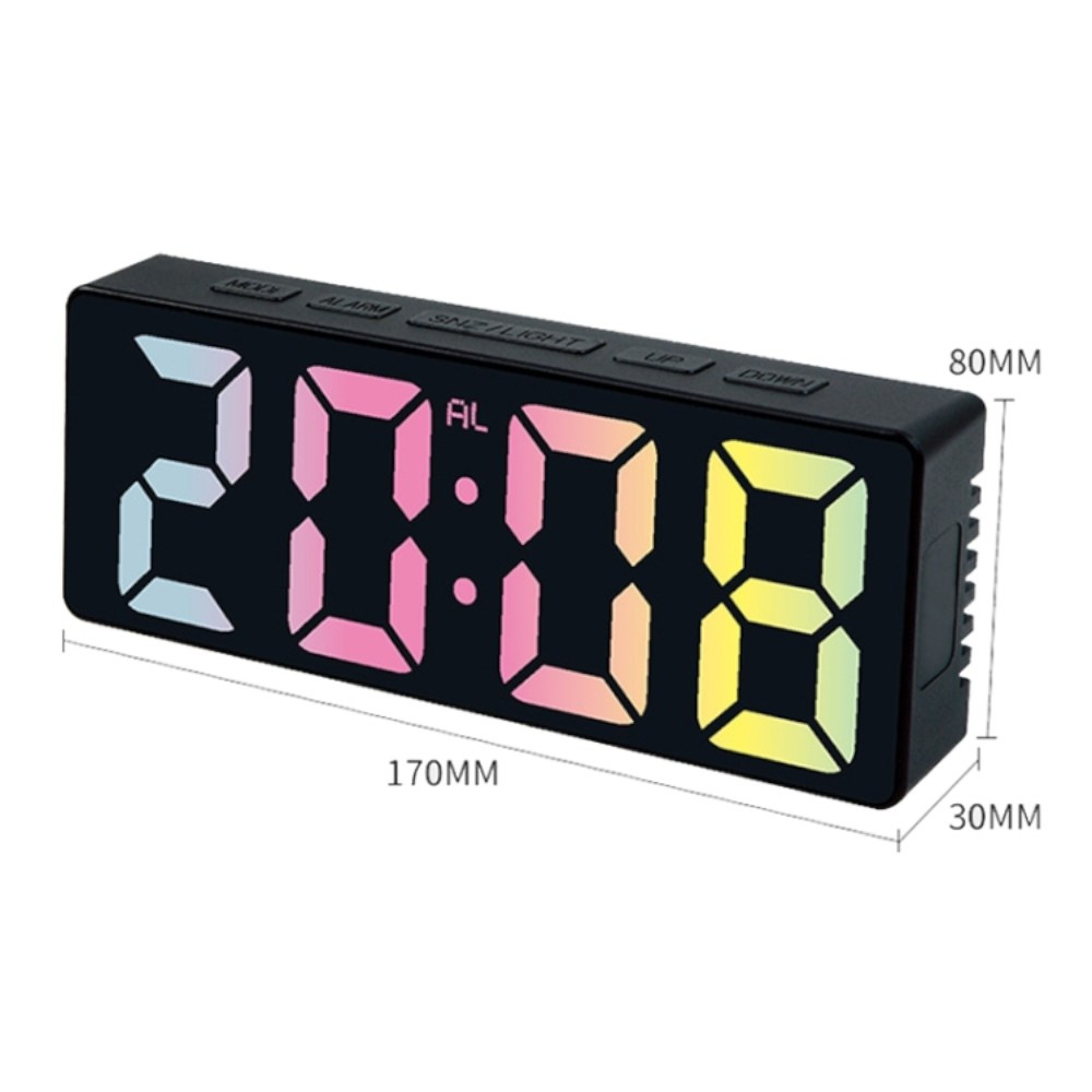 Ceas de masa digital LED DS-3806C, carcasa neagra si afisaj multicolor 3