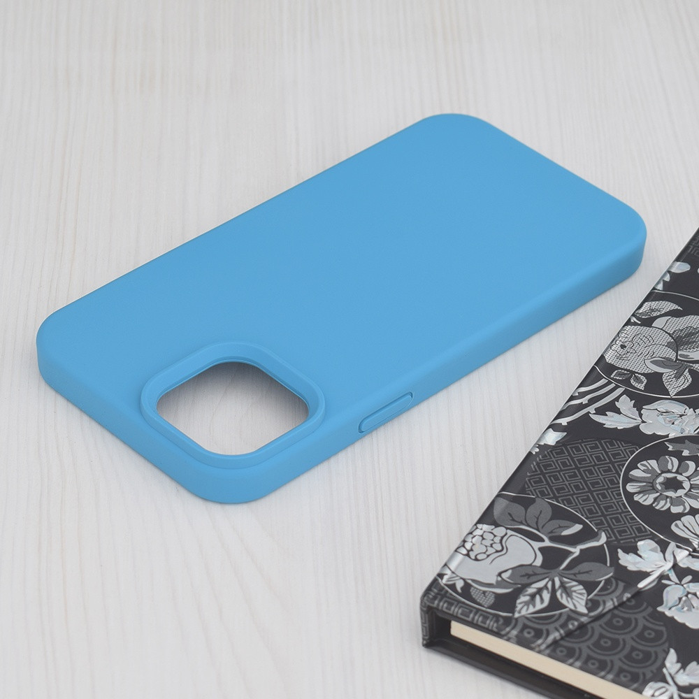Husa Apple iPhone 15, Luxury Silicone, catifea in interior, albastru deschis 2