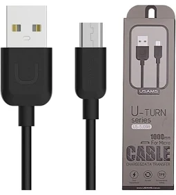 Cablu de date si incarcare MicroUSB USAMS US-SJ098, 1 metru, 2.1A, negru