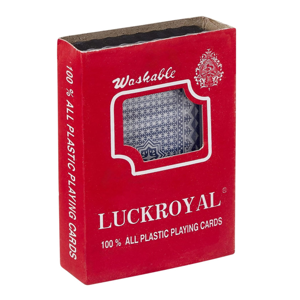 Pachet carti de joc clasice din plastic LUCKROYAL, cutie de plastic inclusa, spate albastru 4