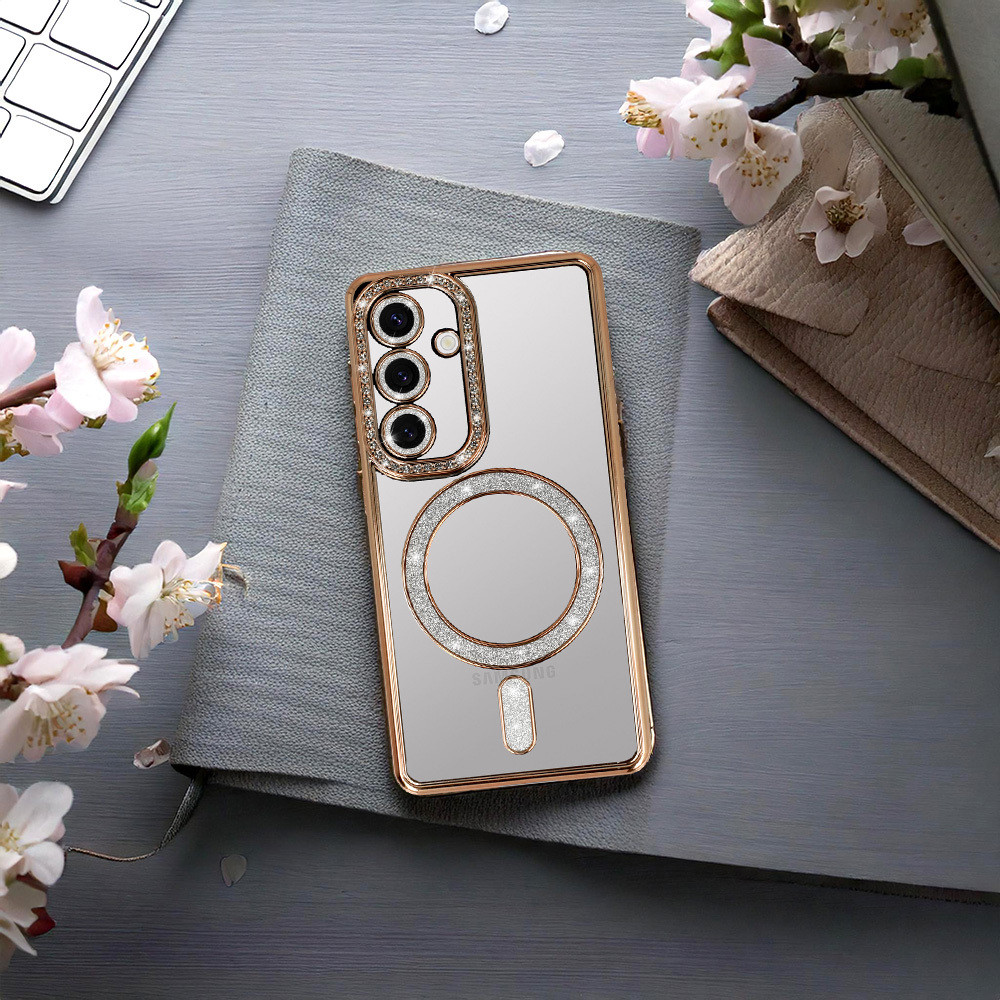 Husa Samsung Galaxy A16, Electroplating Bling Magsafe, protectie camera, aurie 3