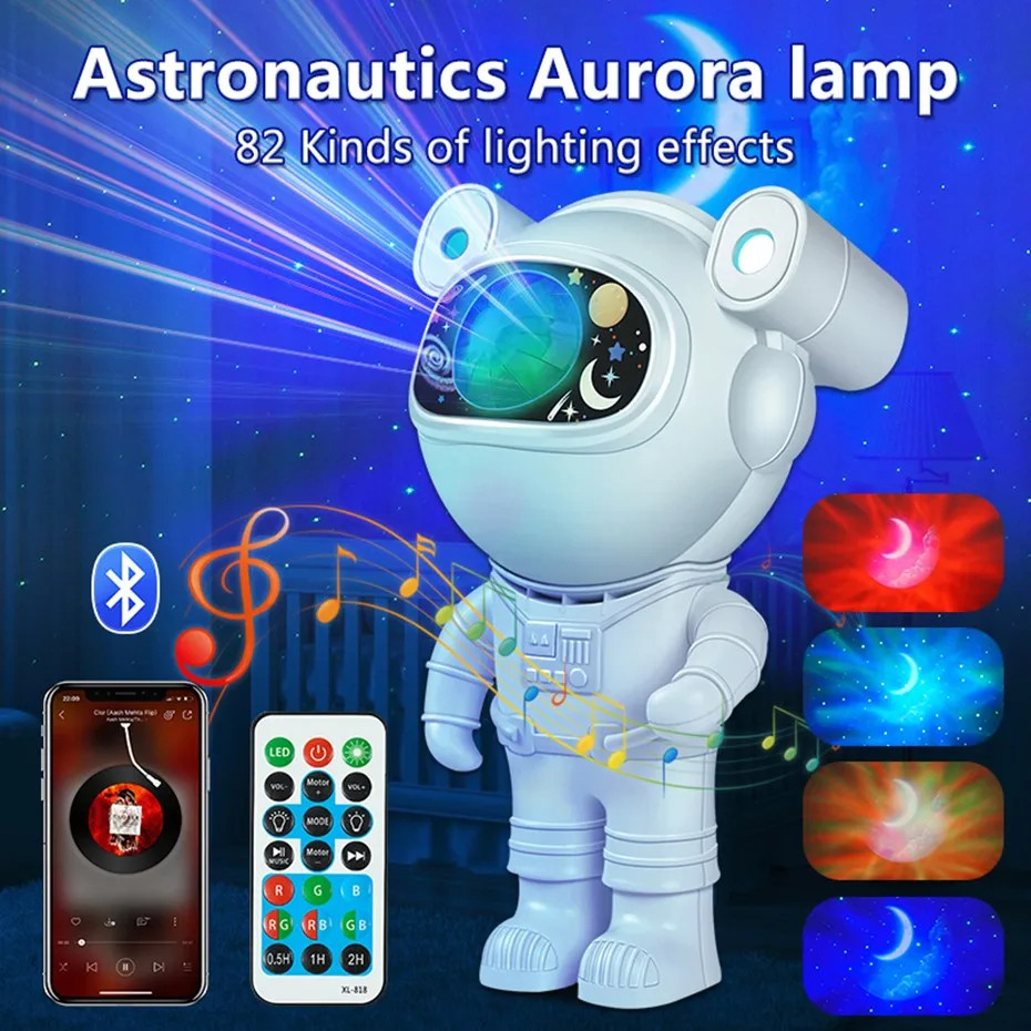 Astronaut cu proiector luna si stele, lampa de veghe copii, boxa bluetooth, telecomanda, alimentare Type-C 4