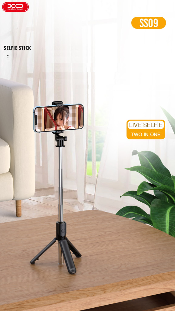 Selfie Stick XO SS09, functie trepied, brat telescopic, bluetooth, negru 2