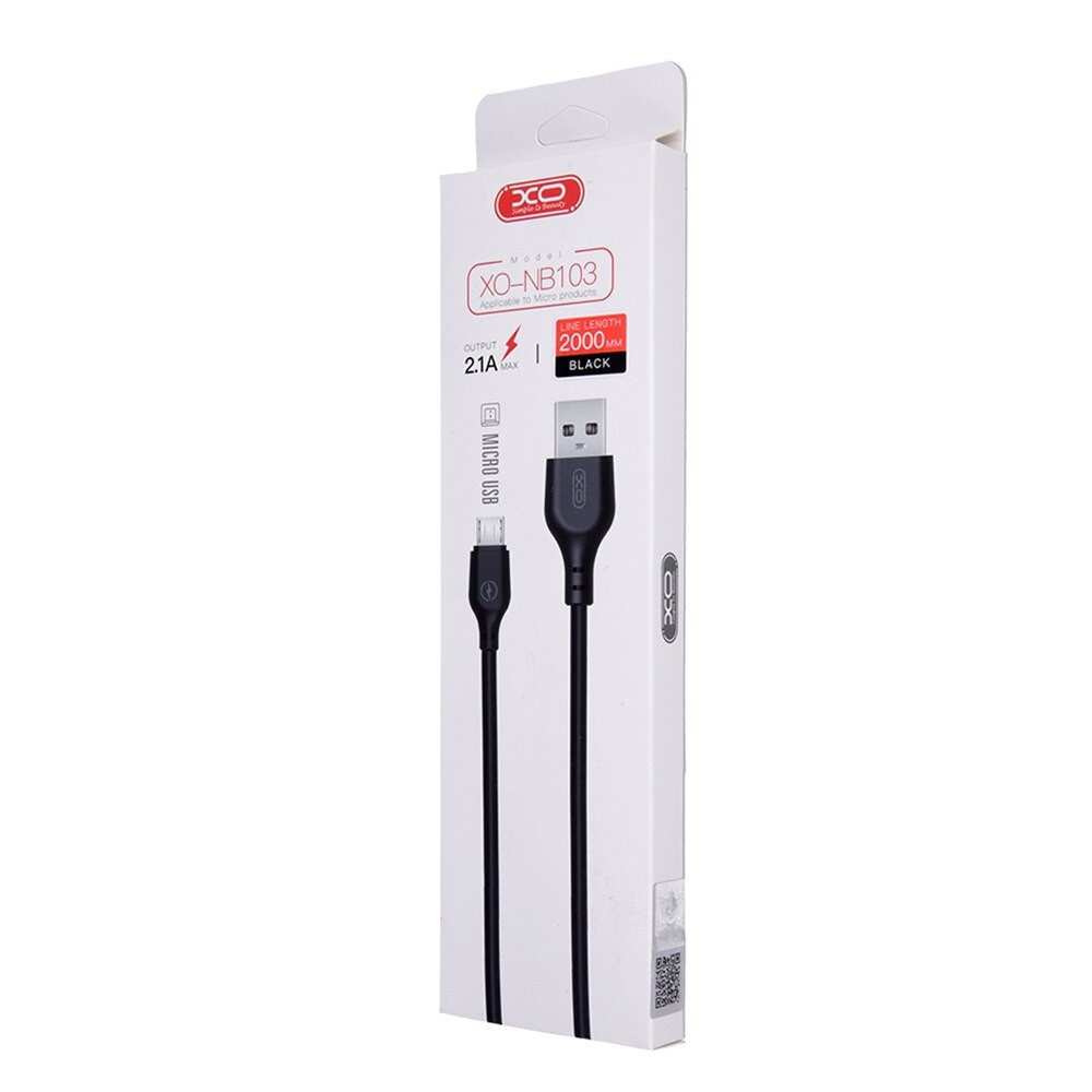 Cablu de date si incarcare XO NB103, USB to Type C, 2 metri, 2.1A, negru 2