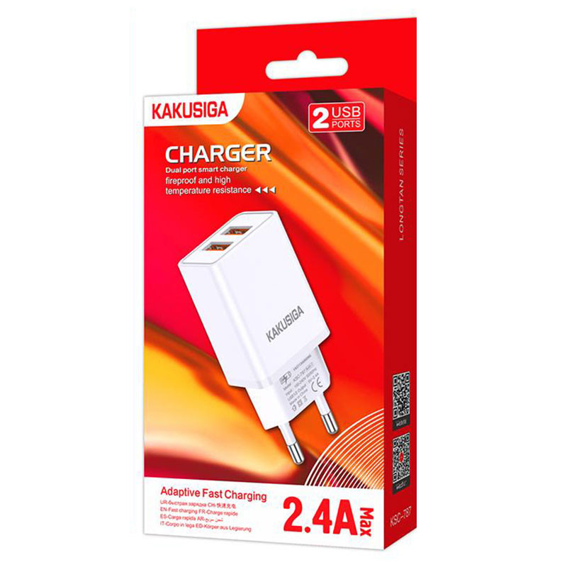 Incarcator casa KAKUSIGA KSC-787,  18W, 2.4A, 2 x USB-A, alb 2