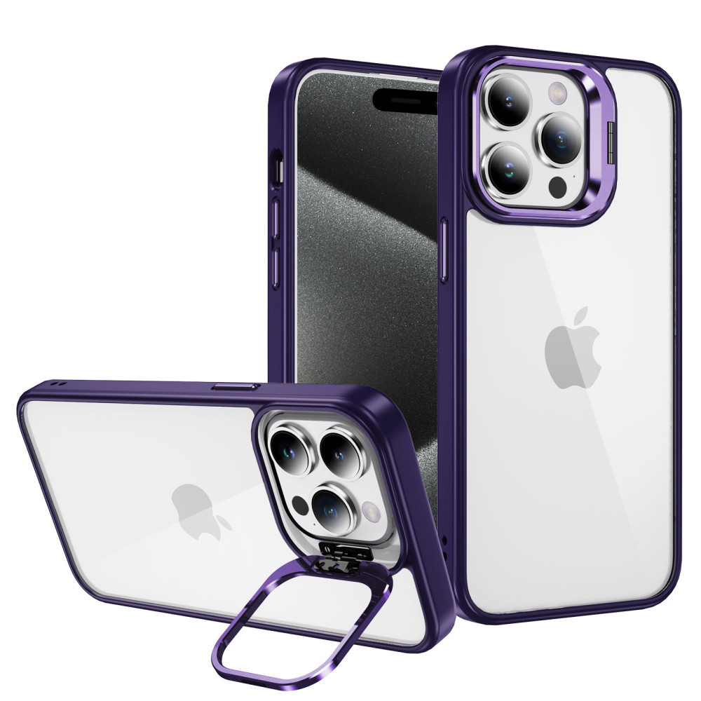 Husa Apple iPhone 13 Pro, Bracket Luxury, geamuri protectie camere, functie stand, mov 5