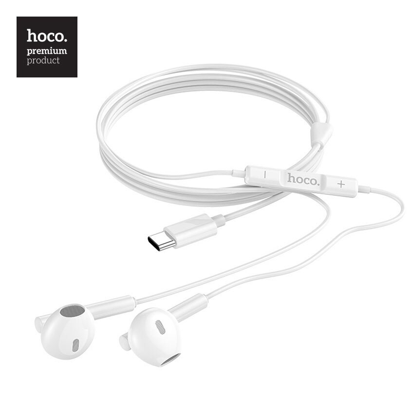 Casti audio cu microfon Hoco M65, conector Type C,  stereo, 1.2 metri, albe 2