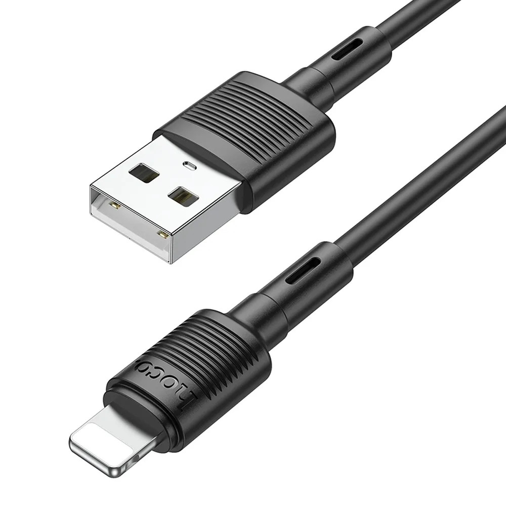 Cablu de date si incarcare Hoco X83, USB to Lightning, 2.4A, 1 metru, negru 2