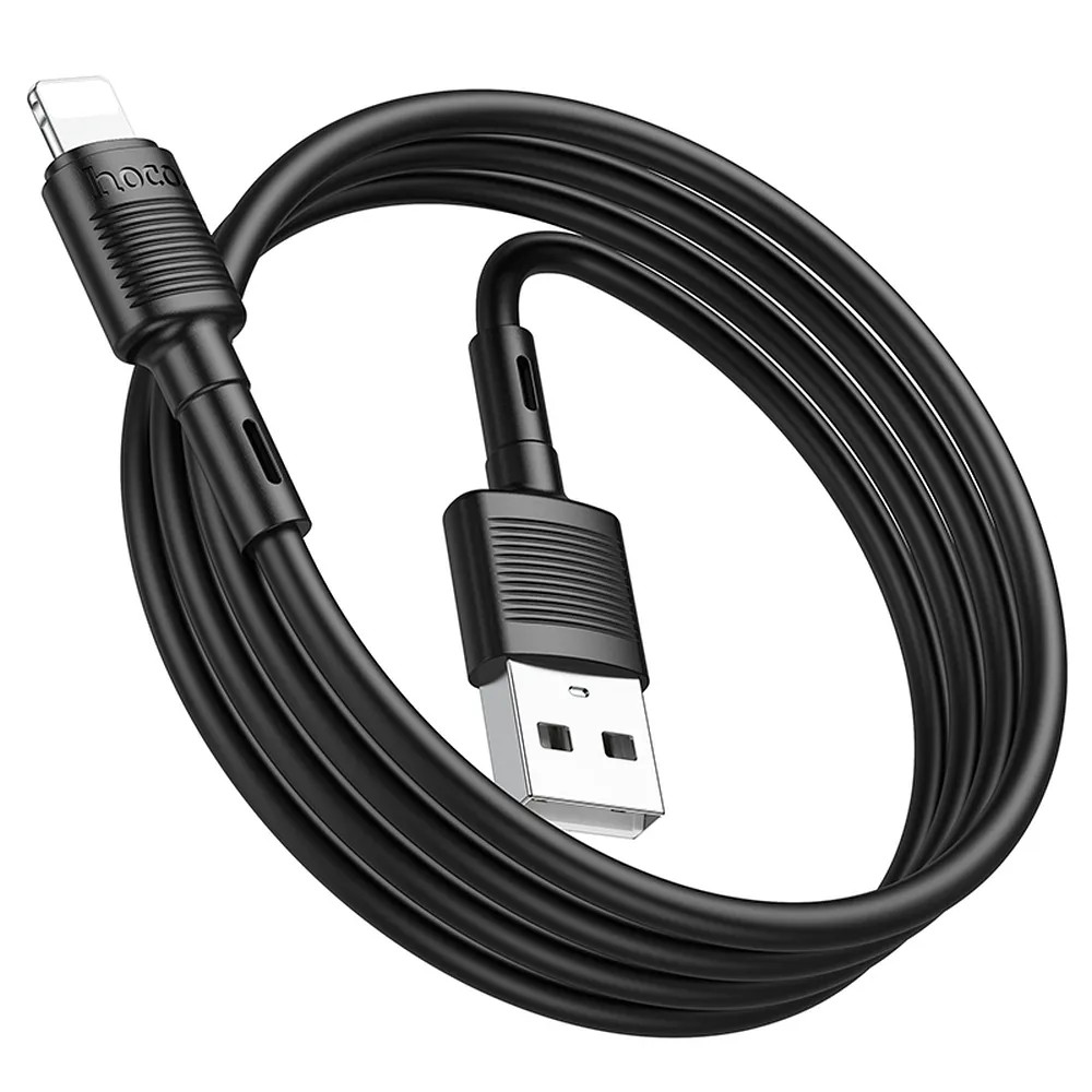 Cablu de date si incarcare Hoco X83, USB to Lightning, 2.4A, 1 metru, negru 4