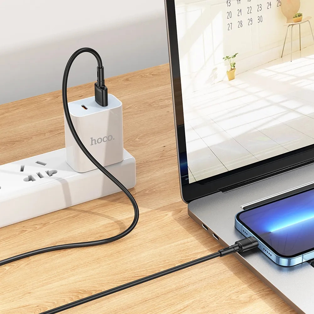 Cablu de date si incarcare Hoco X83, USB to Lightning, 2.4A, 1 metru, negru 5