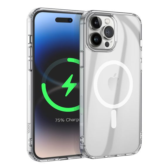 Husa protectie Apple iPhone 14 Pro, Hoco Premium Magsafe TPU, ShockProof, incarcare magsafe, transparenta 2