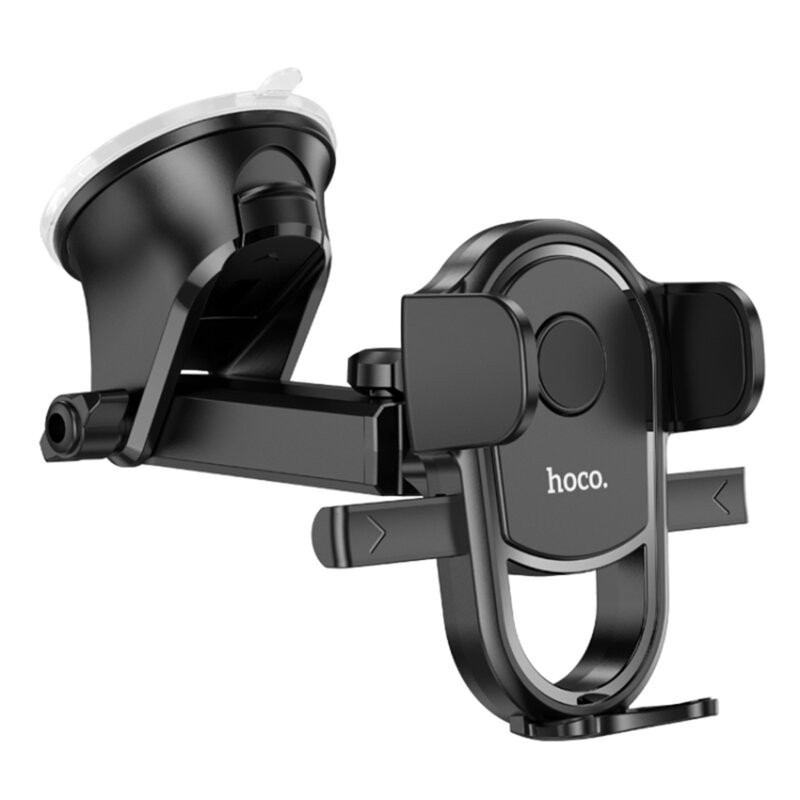 Suport auto Hoco H5, cleme laterale, montaj bord, multiangle, autolock, negru 3
