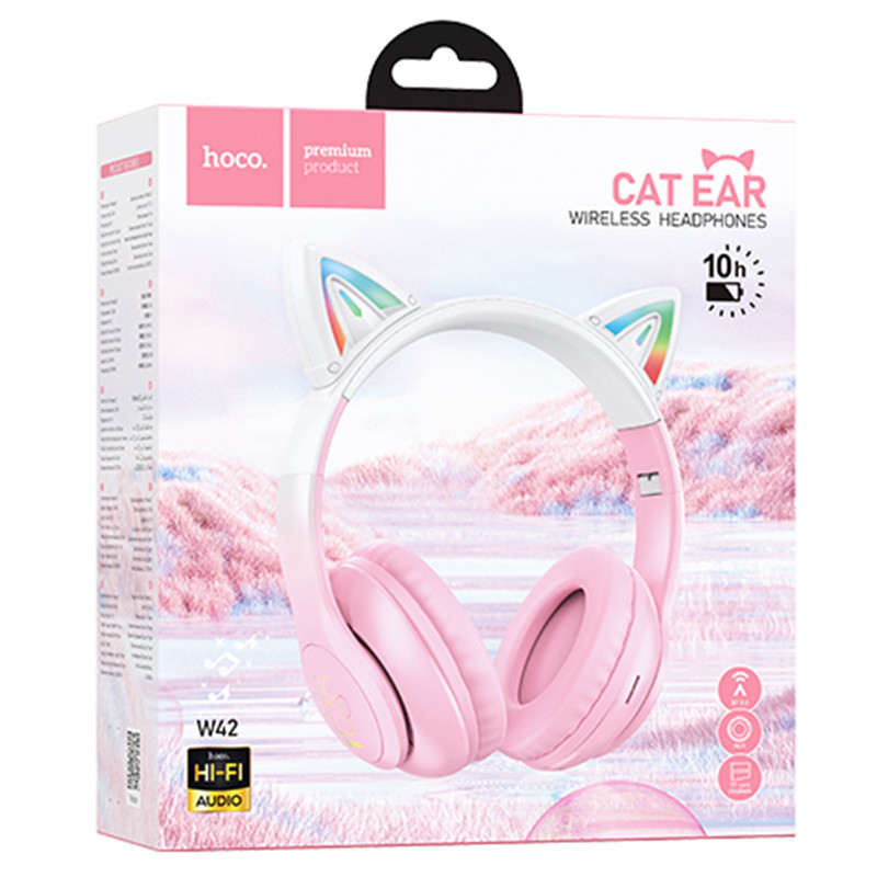 Casti Wireless Hoco W42, Over Ear, BT 5.3, 180h StandBy, 400 mAh, Kids, Cherry Blossom 3
