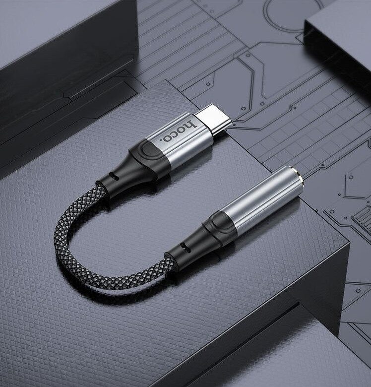Cablu adaptor Type-C / USB-C Hoco LS36, audio, 12 cm, negru 4