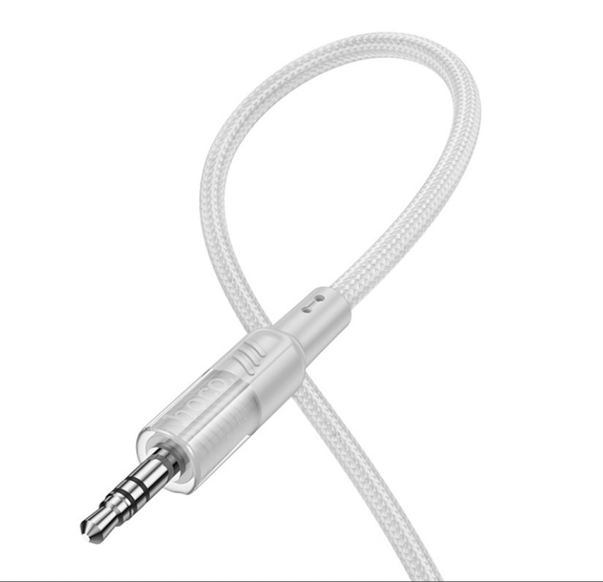 Cablu adaptor Hoco UPA27 Crystal Clear, AUX USB-C / 3,5 mm jack, protectie textila, gri 3