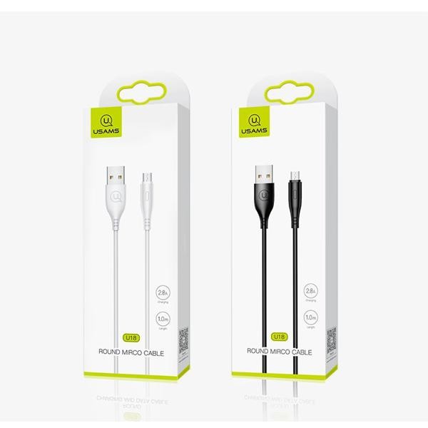 Cablu de date si incarcare MicroUSB USAMS U18, 1 metru, 2.0A, alb 2