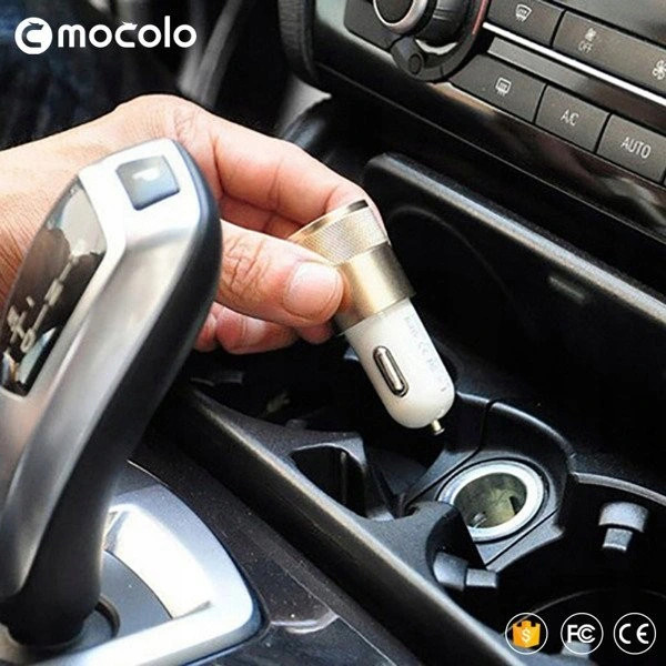 Incarcator auto Mocolo cu port USB, cablu Lightning inclus, 1A, alb/rose gold 5