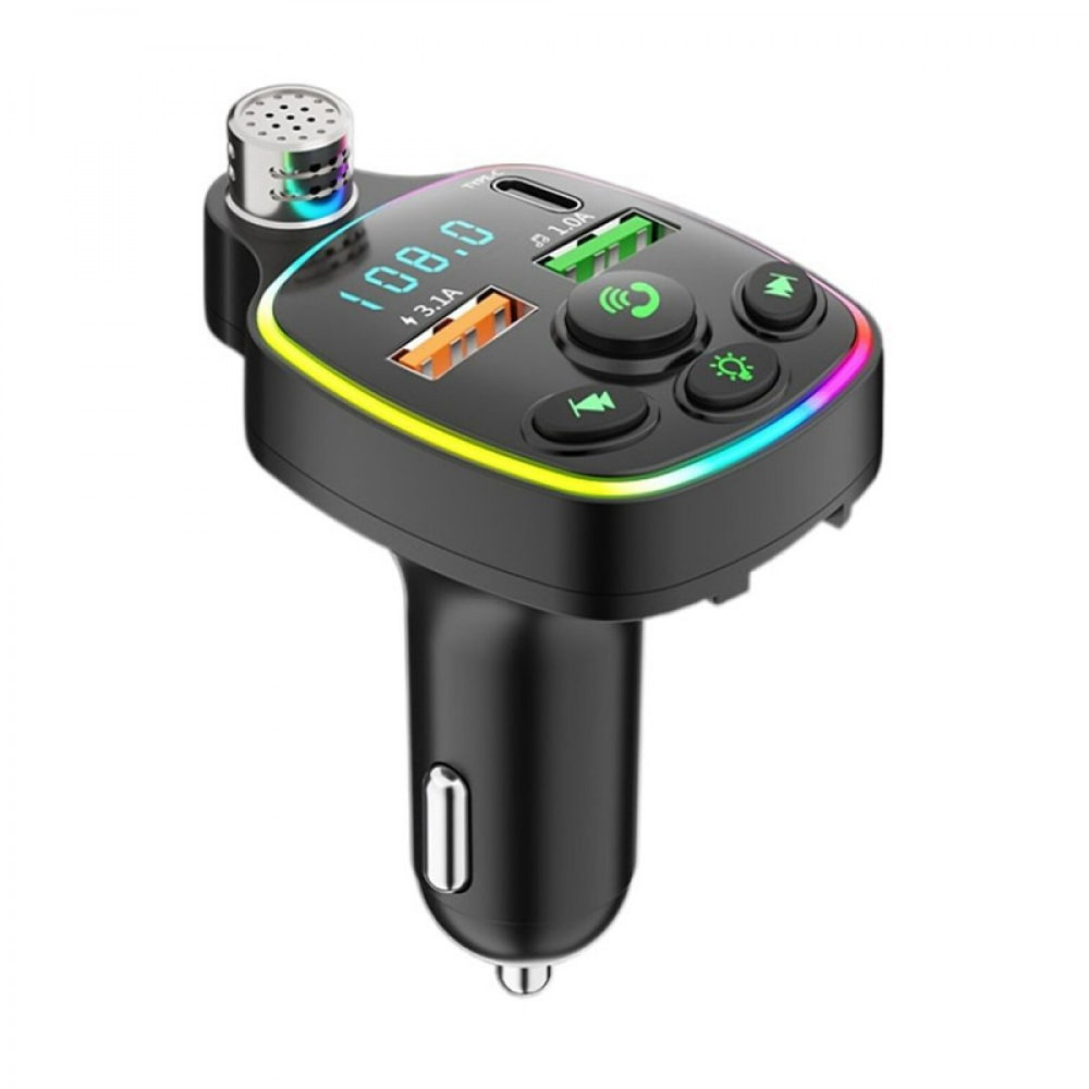 Modulator FM Bluetooth Andowl Q-C71, 2 porturi USB + 1 port PD, 5V/3.1A, lumini RGB, ecran LED, microfon handsfree, negru 3