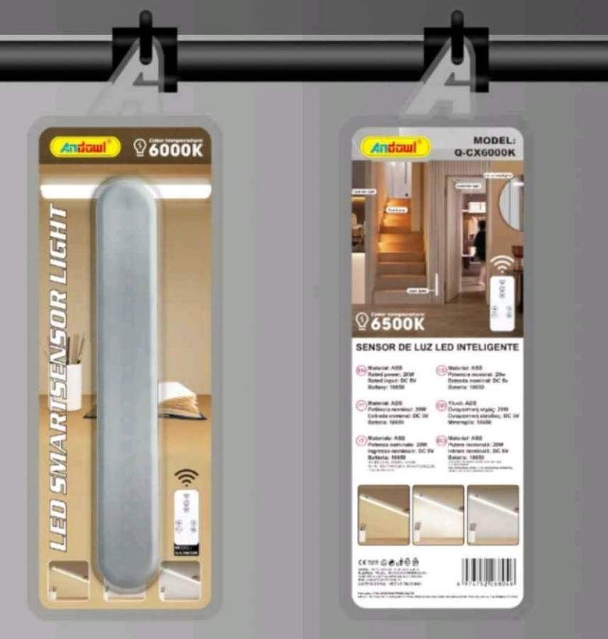 Lampa LED Andowl Q-CX6000K, 20 LED-uri, telecomanda, 20W, senzor, ON/OFF, acumulator, alimentare USB, alba 3