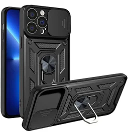 Husa Apple iPhone 13 Pro, Camshield Armor, inel sustinere, protectie camera, neagra