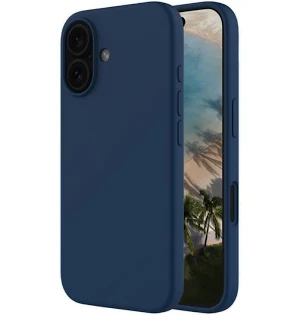 Husa Apple iPhone 16, Luxury Silicone, catifea in interior, albastru inchis
