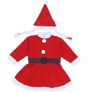 Costum Craciunita pentru fetite, 1 - 3 ani, 3 piese, polar