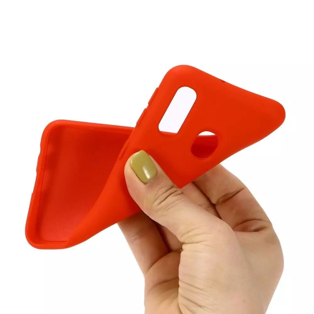 Husa Liquid Silicone Case pentru Samsung Galaxy A41, interior microfibra, rosie 2